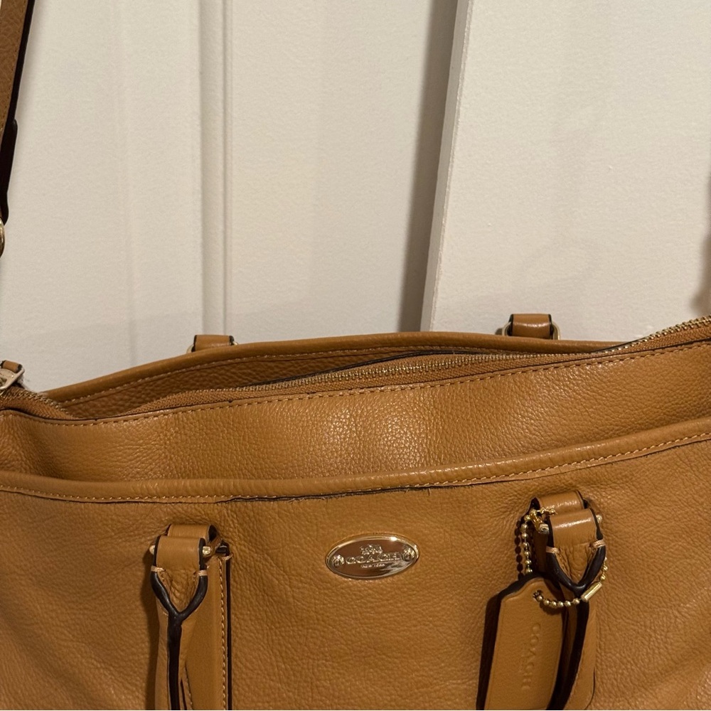 Coach Morgan Pebbled Leather Satchel Bag Brown - Picture 7 of 13